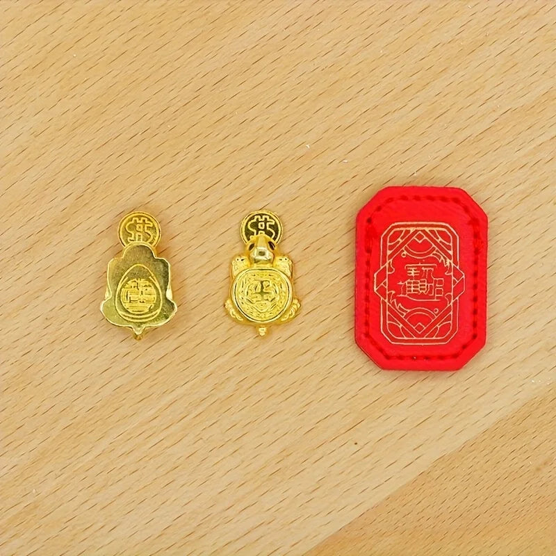 porte monnaie cuir tortue dorée accessoire rouge motif gravé traditionnel asiatique feng shui prosperity