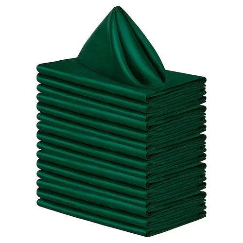 serviettes table tissu satin vert foncé bleu marine blanc classiques 43x43cm maison restaurant noël