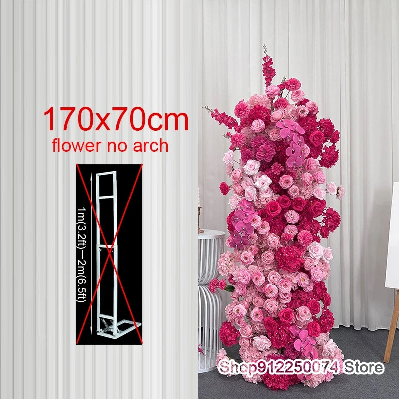 décoration mariage romantique roses artificielles colonnes florales bienvenue panel bienvenue