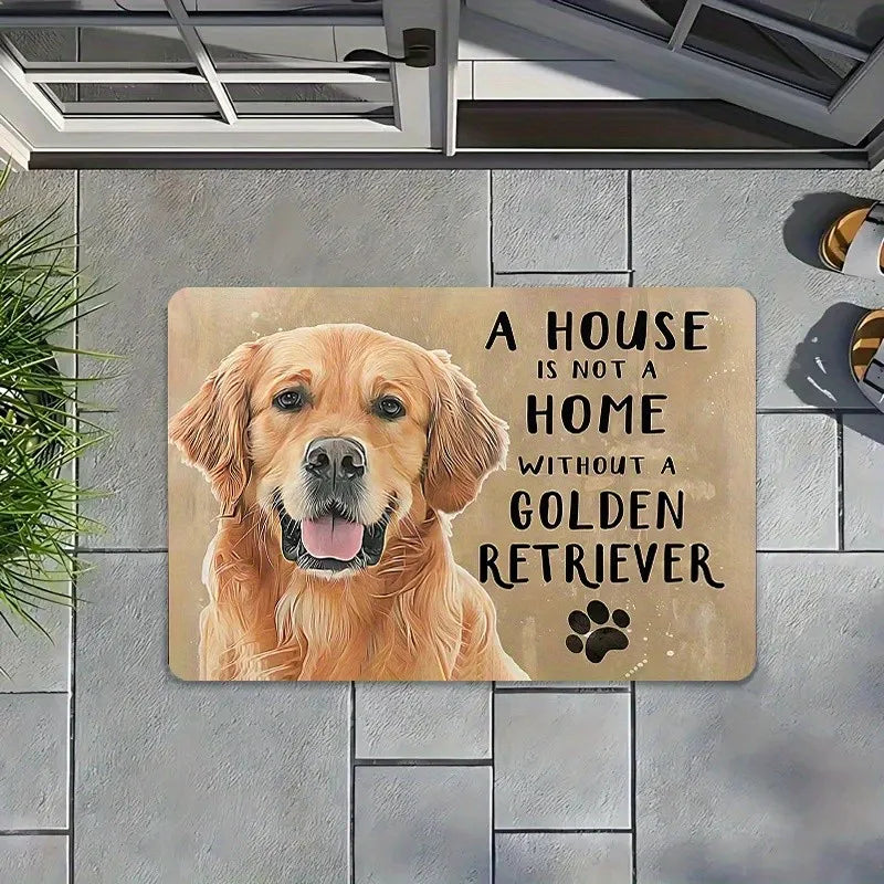 tapis d'entrée marron blanc décoration animée chien bienvenue moderne humoristique extérieur résistant rides polyester