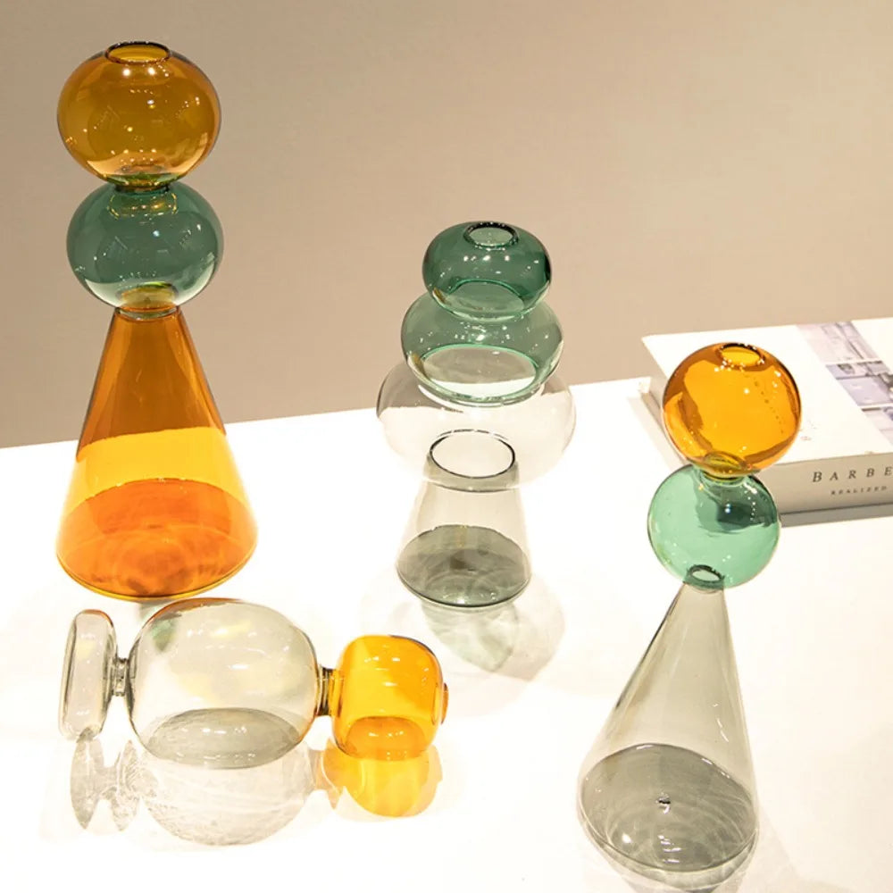 vase verre moderne transparent couleurs géométrique sphères table décoration maison salon