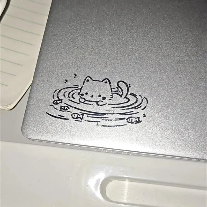 sticker autocollant 3d dessins animés chat noir blanc décoration téléphone diy illustration simple