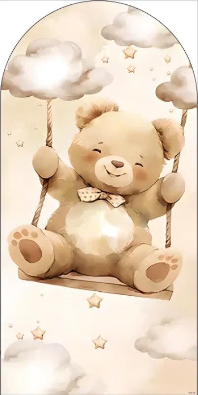 cadre arqué nuages étoiles ours enfantin oh baby beige doré clips festif decoration