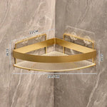 étagère salle bain dorée grille métal moderne fixée suction rangement produits toilette crochet