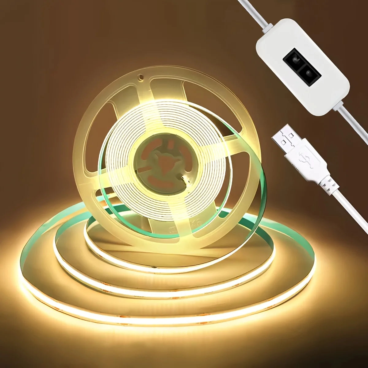 ruban led flexible adhésif blanc contrôleur tactile prise usb éclairage chambre moderne minimaliste