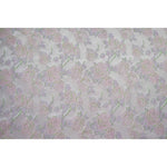 tissu polyester jacquard motifs floraux roses coloris blanc rose violet vert tissu brocart élégant