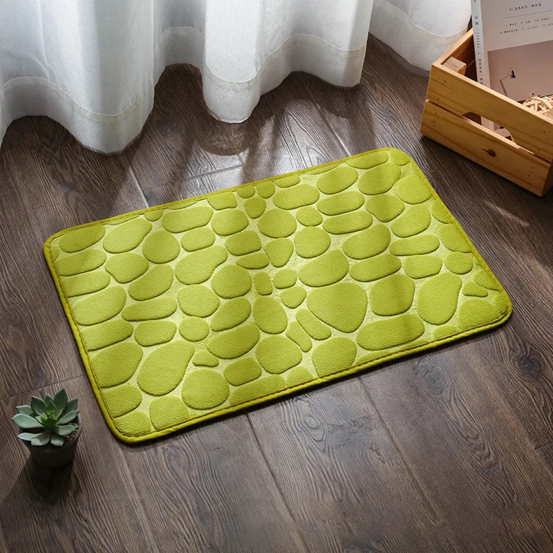 tapis bain gris bleu rose violet texture cailloux moderne antidérapant