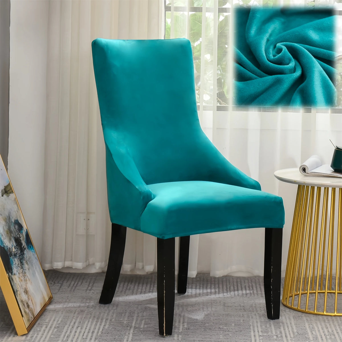 housse chaise velours extensible imprimé floral fauteuil salle manger moderne décoration