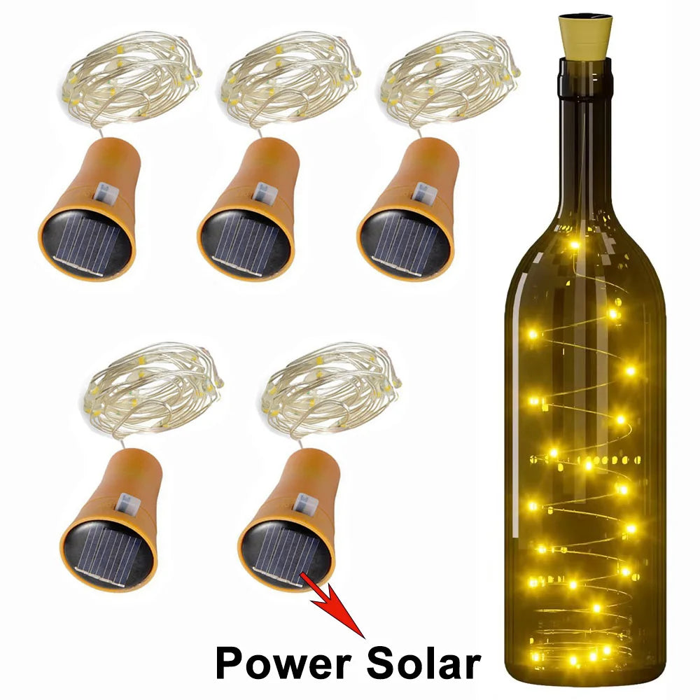 décoration extérieure solaire led bouteille vin vert moderne filament doréOpaque capuchon beige