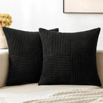 housses coussin polyester coton rayures moderne noir zip lit