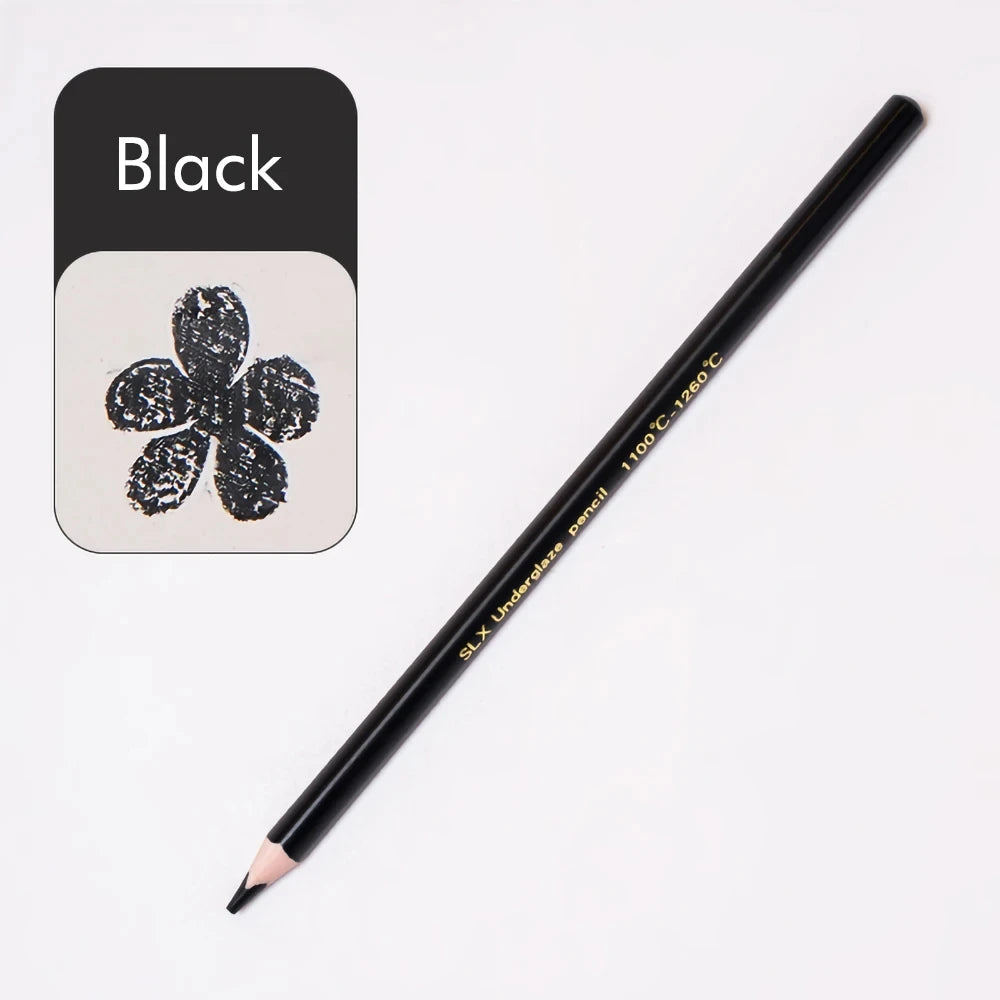crayons sous glaçe 12 couleurs noires blanches bleues vertes orangées rouges marrons grises roses