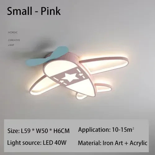 lampe suspendue avion forme moderne enfantine blanc bleu clair finition mat chaînes led