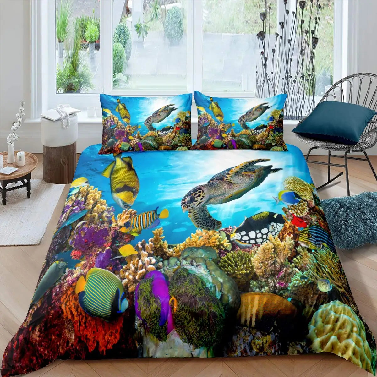 Set literie océanique avec tortue