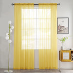 rideau jaune tulle moderne fenêtre translucent épuré poche tringle
