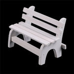 mini banc bois blanc simple décoration intérieure artisanal pastoral miniature jardin figuration