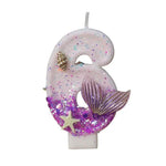 bougies anniversaire forme chiffre violet blanc doré étoile sirène mer décorative adhésive pailletée transparente