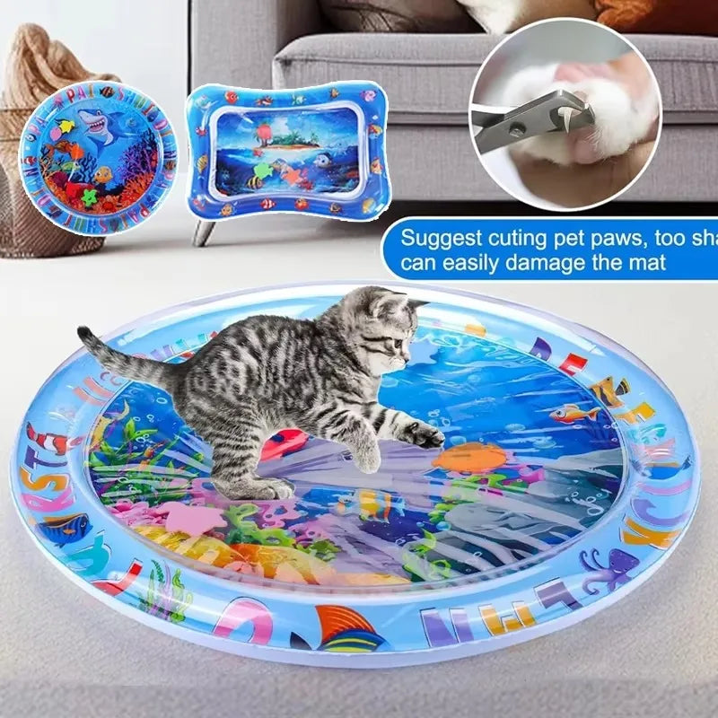 tapis gonflable d'eau chat chien jouet interactif pompe motif marin