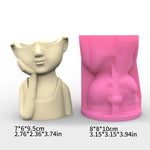 cache pot silicone forme figurine personnages accessoires floraux rose beige vert mignon decoratif