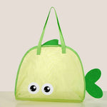 sac plage polyestère réutilisable orange vert bleu noir poisson transparent enfant pelle seau jouets