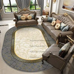 Tapis ovale noir avec motif géométrique élégant