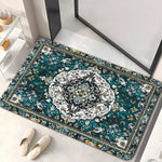 tapis entrée bleu marine rouge bordeaux ornements floraux motifs géométriques classique 40x60cm 50x80cm résistant