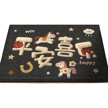 tapis sol antidérapant polyester vinyle géométrique chevaux motifs floraux lettres chinoises happy lucky festive
