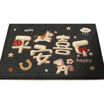 tapis sol antidérapant polyester vinyle géométrique chevaux motifs floraux lettres chinoises happy lucky festive