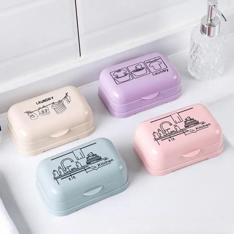support savon couvercle violet rose bleu clair beige laundry kitchen moderne minimaliste
