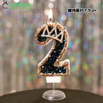 bougies anniversaire décoratives noir doré strass brillantes chiffre festives gâteau
