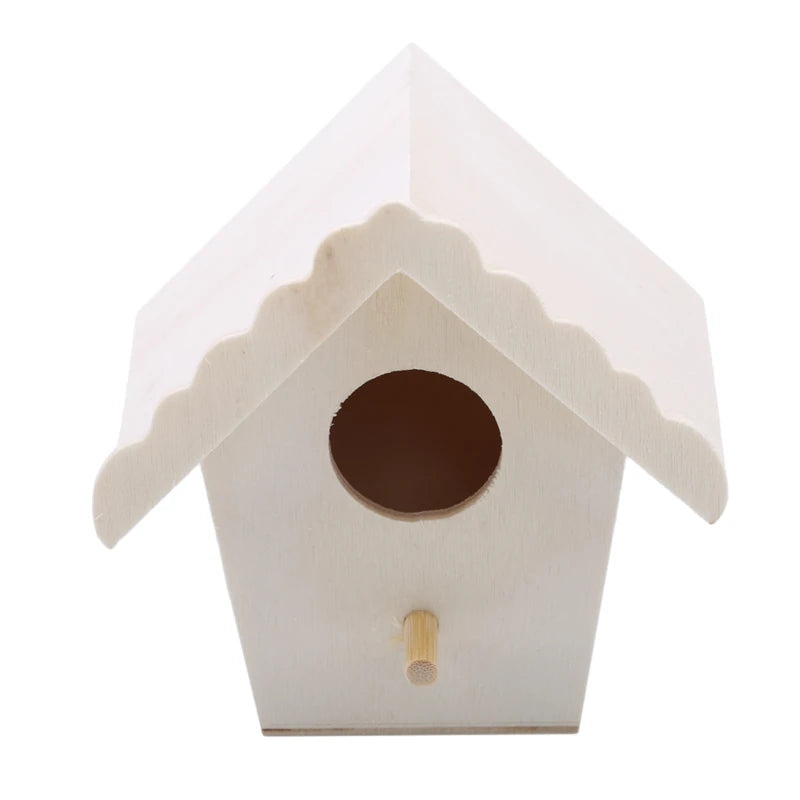 nichoirs oiseaux bois naturel rustique cordelette blanche décoration extérieure jardin suspension simple thermomodeclient