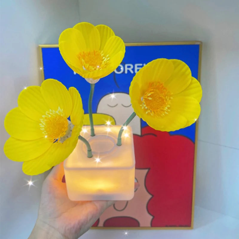 Mini veilleuse LED fleur rose lampe de chevet design