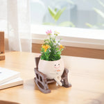pots fleurs résine forme chaise bascule plantes artificielles vert marron crème décoration extérieure intérieure