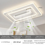 lampe led moderne télécommande ventilateur blanc grille leds chambre salon lumière blanche