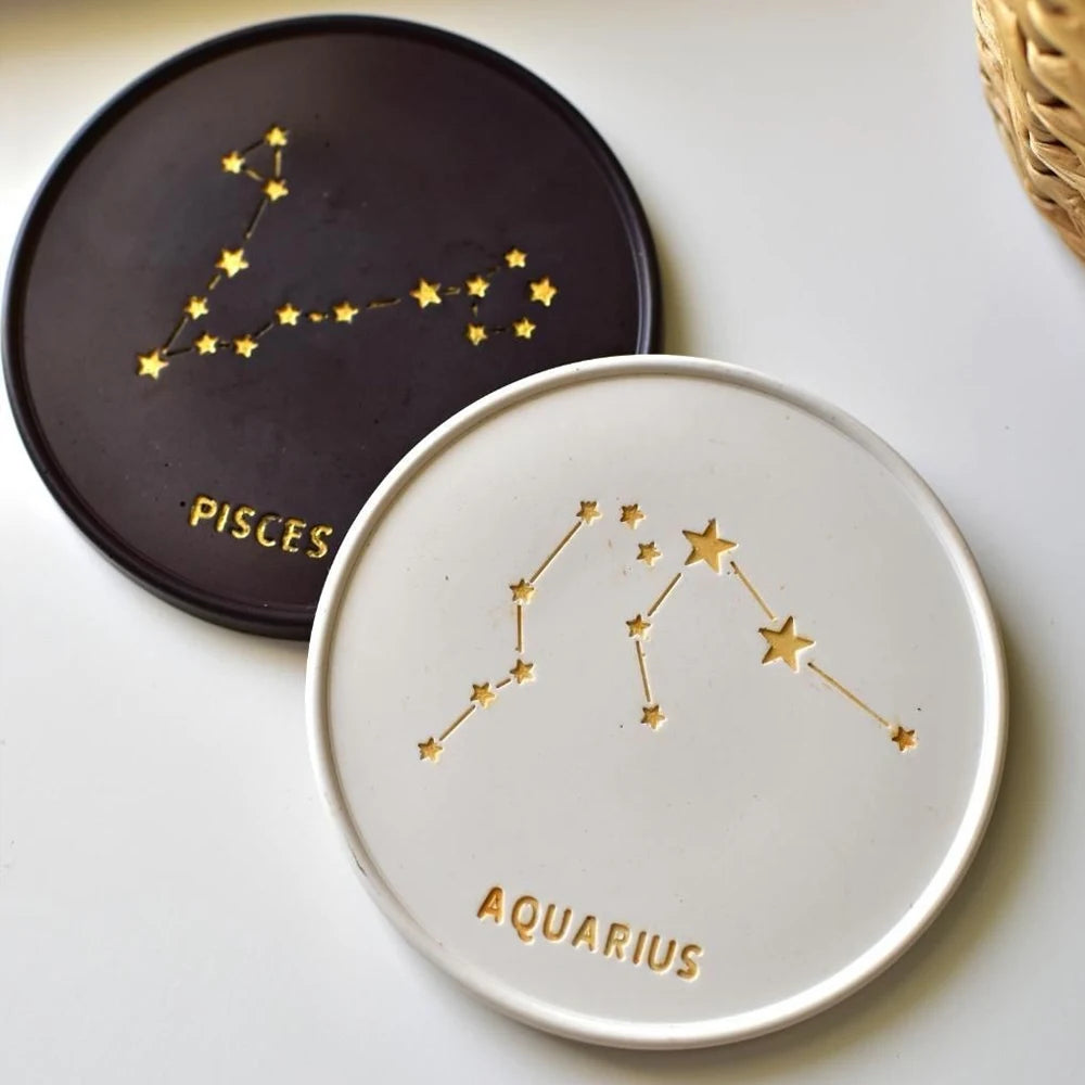coasters silicone constellations zodiaque blanc noir rose bleu opacité minimaliste decoration interieur