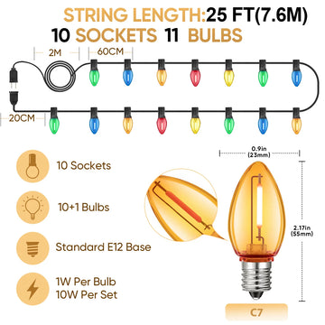 guirlande lumineuse extérieure imperméable multicolore moderne clips rouge bleu jaune vert patios jardins fêtes