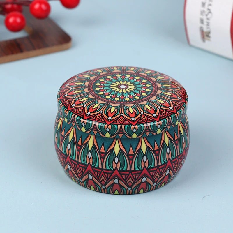 boîte ronde rangement cosmétique décorative motif floral boho chic pot stockage bijoux maquillage