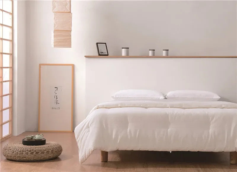 couette matelassée rayée blanc toutes saisons fibre polyestère taille queen simple