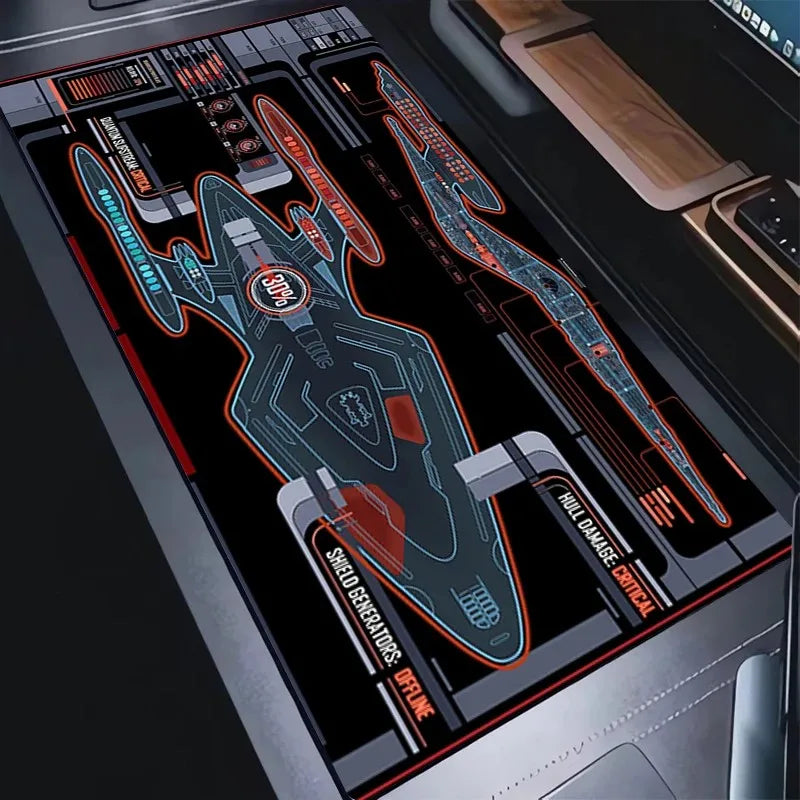 tapis souris futuriste vaisseaux spatiaux résistant l'eau antidérapant noir bleu orange vert