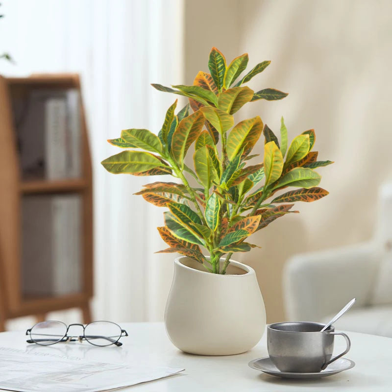 Plantes artificielles soie vert feuilles multicolores modernes décoration intérieure pot 24cm 32cm 41cm