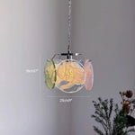 lampe suspendue moderne verre coloré transparent chaîne métallique salon chambre restaurant