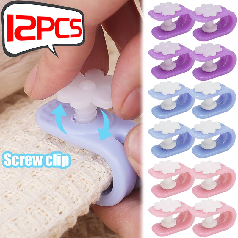 clips fixation violet rose bleu fleurs blanches moderne pratique 12pcs