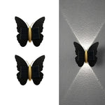 lampe murale solaire led papillon moderne noir doré extérieure adhésive ip44 rechargeable 2lumieres