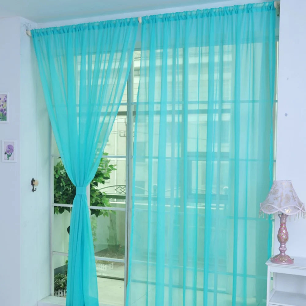 rideaux translucides modernes polyester rose blanc rouge bleu orange fenetre plate 100x200cm