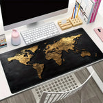 tapis souris carte monde relief doré fond noir moderne élégant gamer large xl
