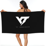 serviette bain rapide microfibre logo éclair noir blanc sac rangement sportifOutdoor camping
