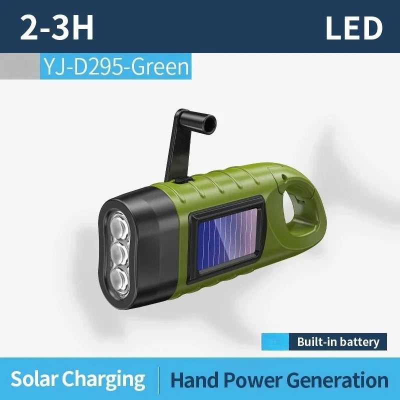 torche solaire manivelle vert pratique anti dérapante batterie intégrée camping randonnée urgence