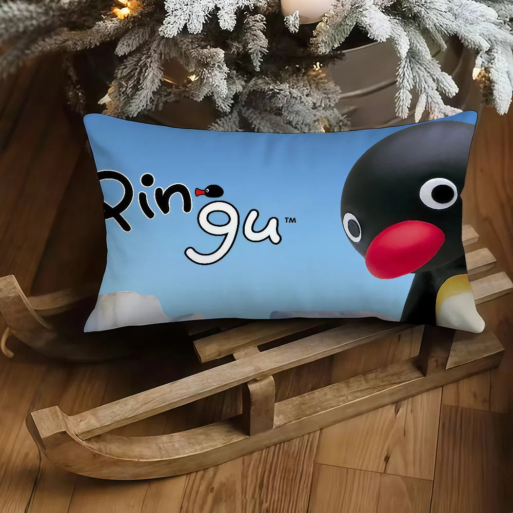 housse coussin pingouin dessin animé double face polyester 30x50cm 40x60cm 48x74cm 50x70cm chambre canapé