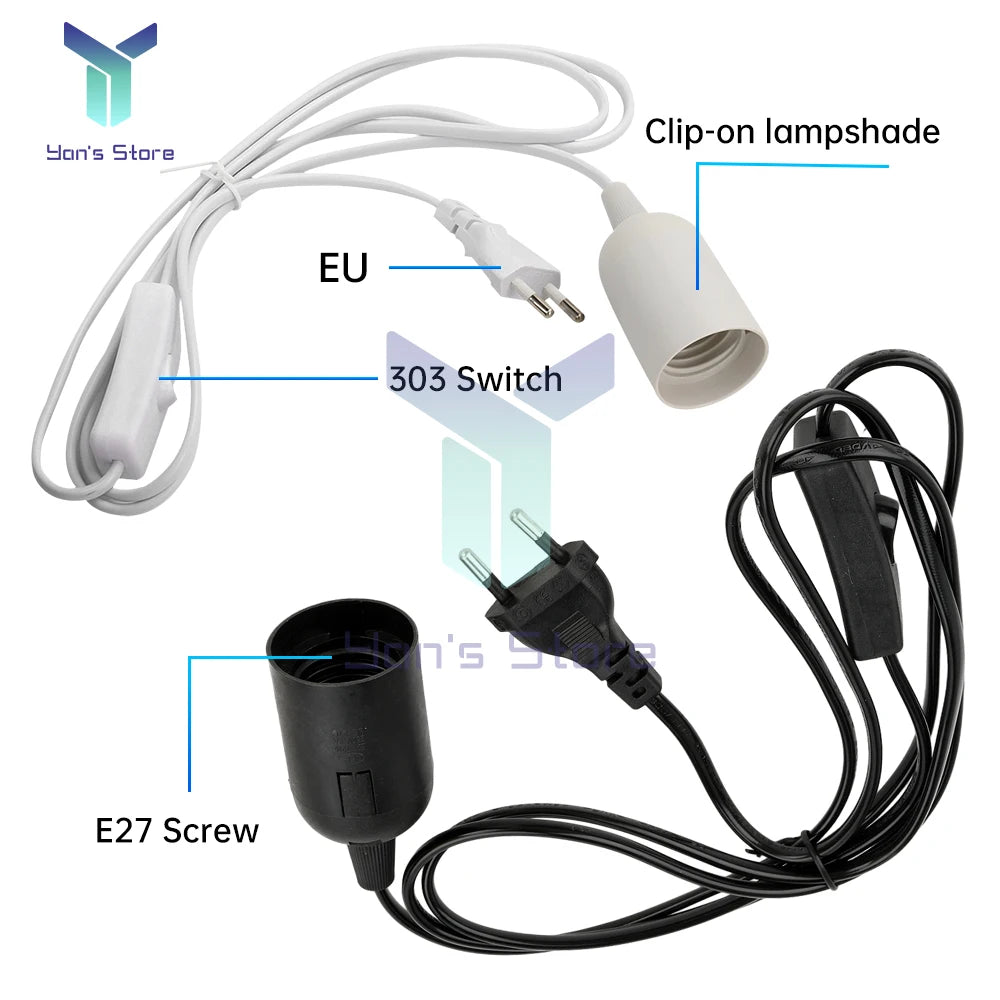 câble alimentation interrupteur blanc noir socquette E27 cordon fil clips moderne luminaire led