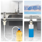 distributeur liquide moderne argenté adhésif corps plastique tête inoxydable tube silicone bouteille plastique minimaliste