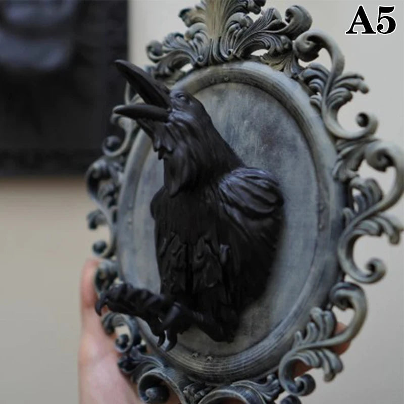 cadre mural or noir relief sculpté baroque artisanal decoration murale relief animal résine